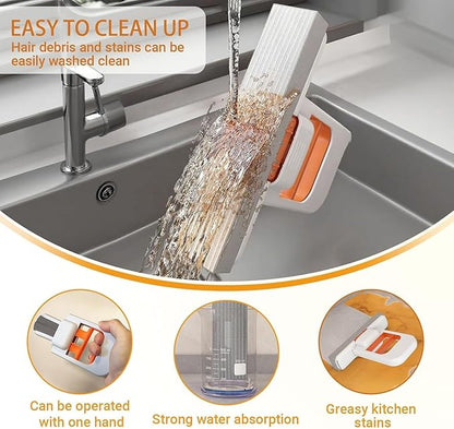 1 Pcs Mini Foldable Desktop Mop – Self‑Squeeze Sponge Mop for Wet & Dry Use – Portable Cleaning Tool for Small Spaces – Kitchen, Bathroom, Glass, Living Room